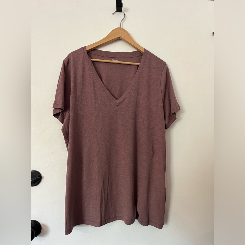 Maxwell faded purple v-neck t-shirt. Size XXL fits like a large/small XL.